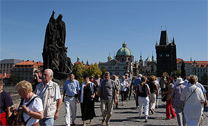 People in Prague Charles Bridge