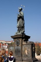 The statue of Jan Nepomucky on the Charles Bridge in Prague