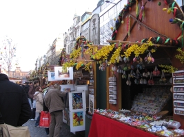 Stands on Wenceslas Square with Easter goods