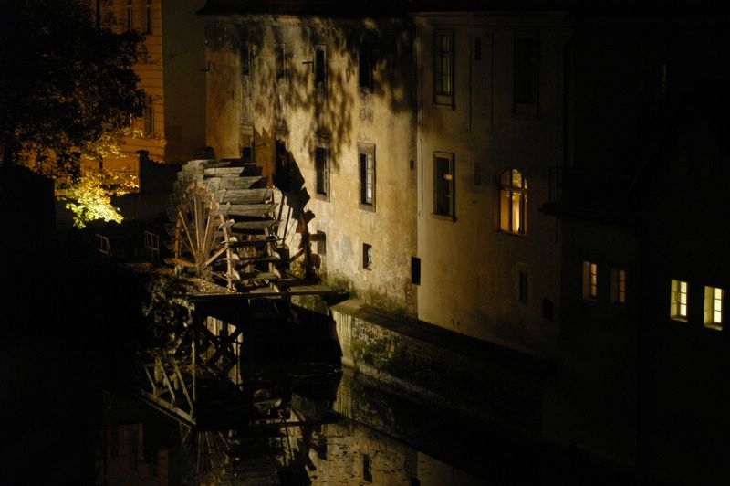 Prague mill in the night