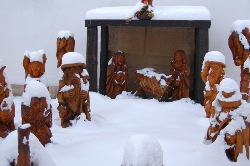 Christmas Crib under snow