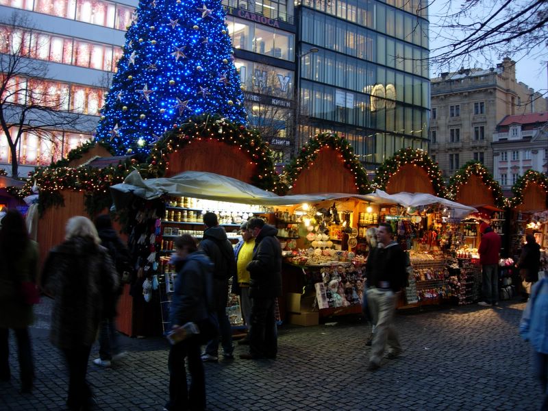 Christmas Market In Wenceslas Square Prague