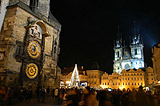Astronomical Clock and the Church of Our Lady before the Tyn at Christmas