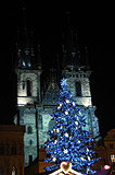 Christmas tree in front of the Church of Our Lady before the Tyn