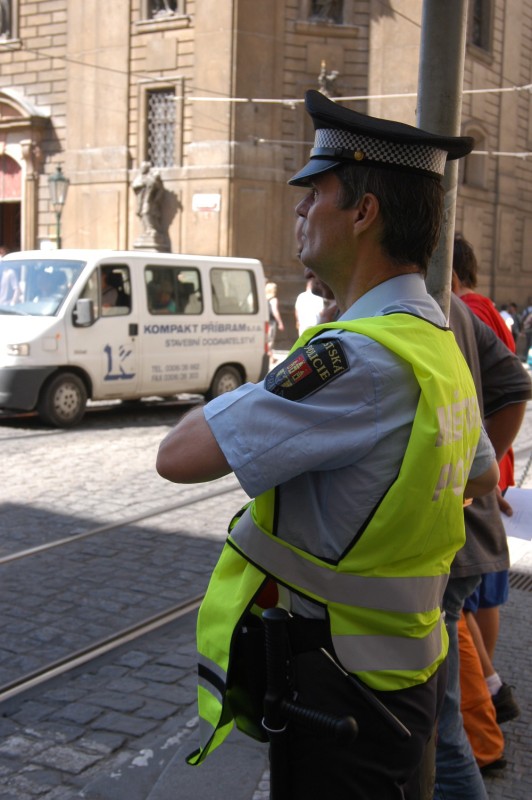 Police officer on the street of Prague