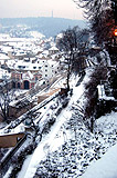 Gardens below the Prague Castle under snow