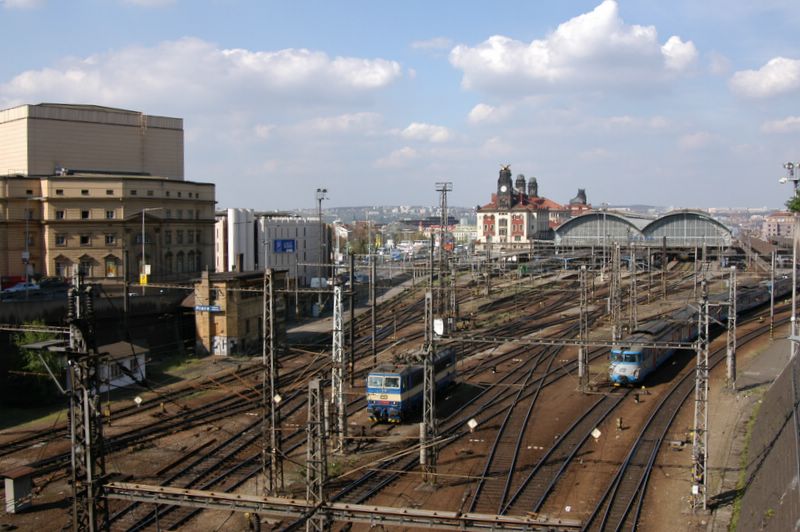 Trains going out of Prague Main Railway station