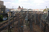 Trains going out of Prague Main Railway station