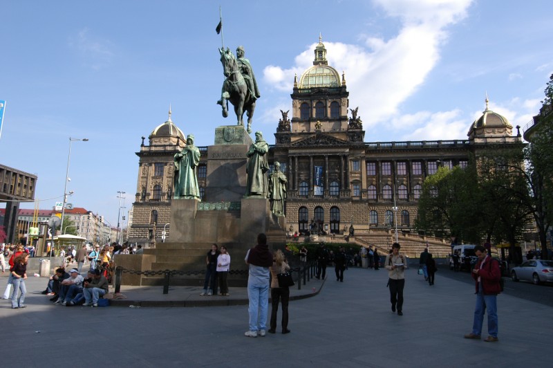 Statue of St Wenceslas in front of the National Museum