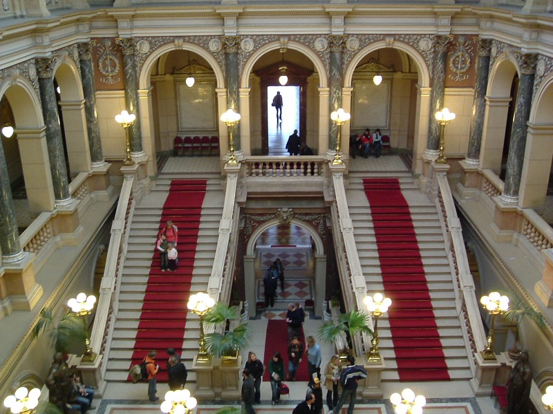 Impressive staircase of the National Museum in Prague