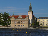 View of the Novotny Footbridge from the left bank of the Vltava river