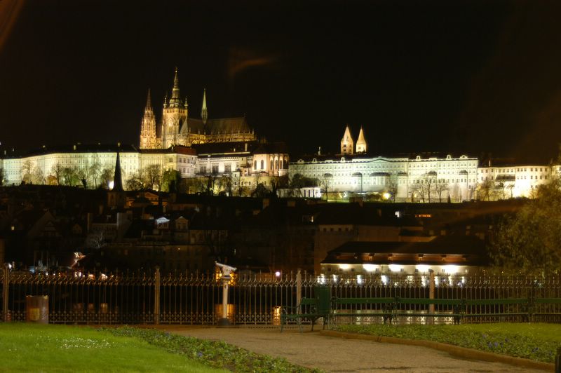 Night view from the Old Town end of Charles Bridge