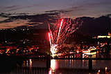 Fireworks on the bank of the Vltava - seen from Vysehrad