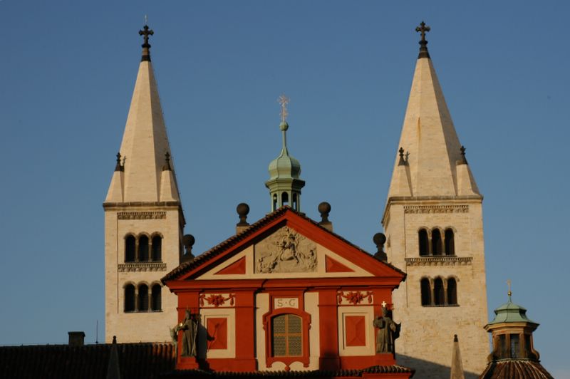 St George Basilica facade and twin white towers