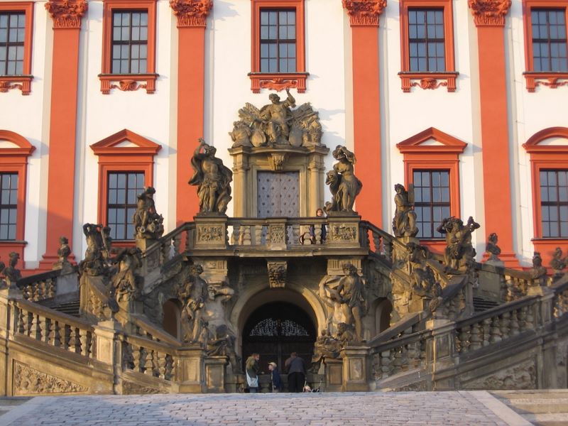 Impressive staircase of Troja Chateau