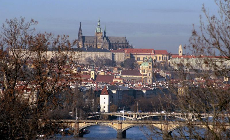 Prague Castle and Prague briges from Vysehrad