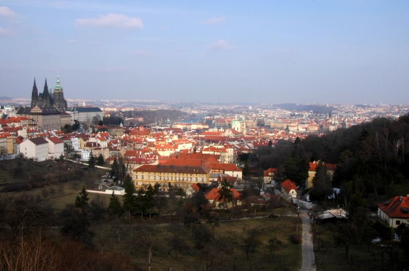 Frozen Prague from the Petrin Hill