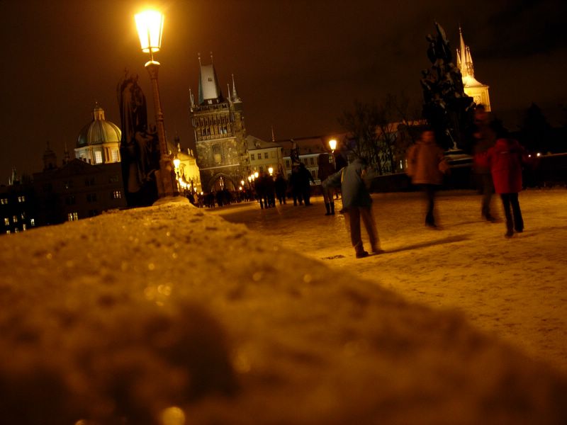 Lamps and ice cystals on Charles Bridge
