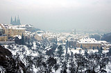 Petrin Hill and Hradcany under snow