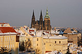 St Vitus Cathedral and the Schwanzenberg Palace covered in snow