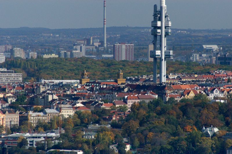 The television tower and Zizkov neighborhood