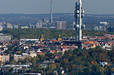 The television tower and Zizkov neighborhood